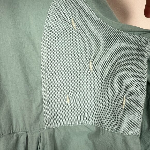 Parsley & Sage Tunic Top Womens 2X Green Blue Mixed Media Embroidered Button Up - Picture 13 of 15